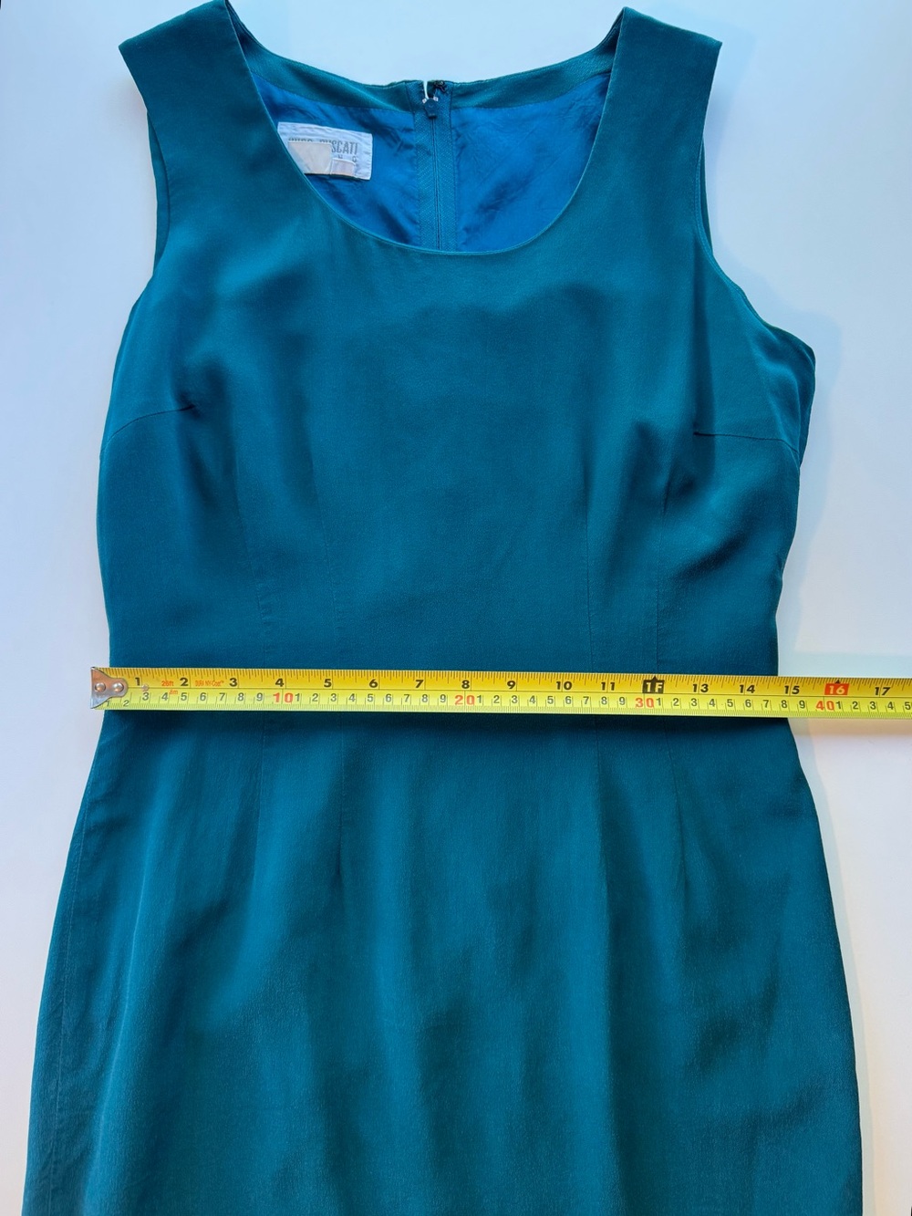 Hugo Buscati Teal Silk Sheath Dress - Picture 7 of 8